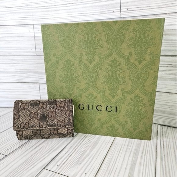 Gucci Vintage GG Monogram Snap Wallet with Coin Pouch in Canvas and Leather - Picture 1 of 10